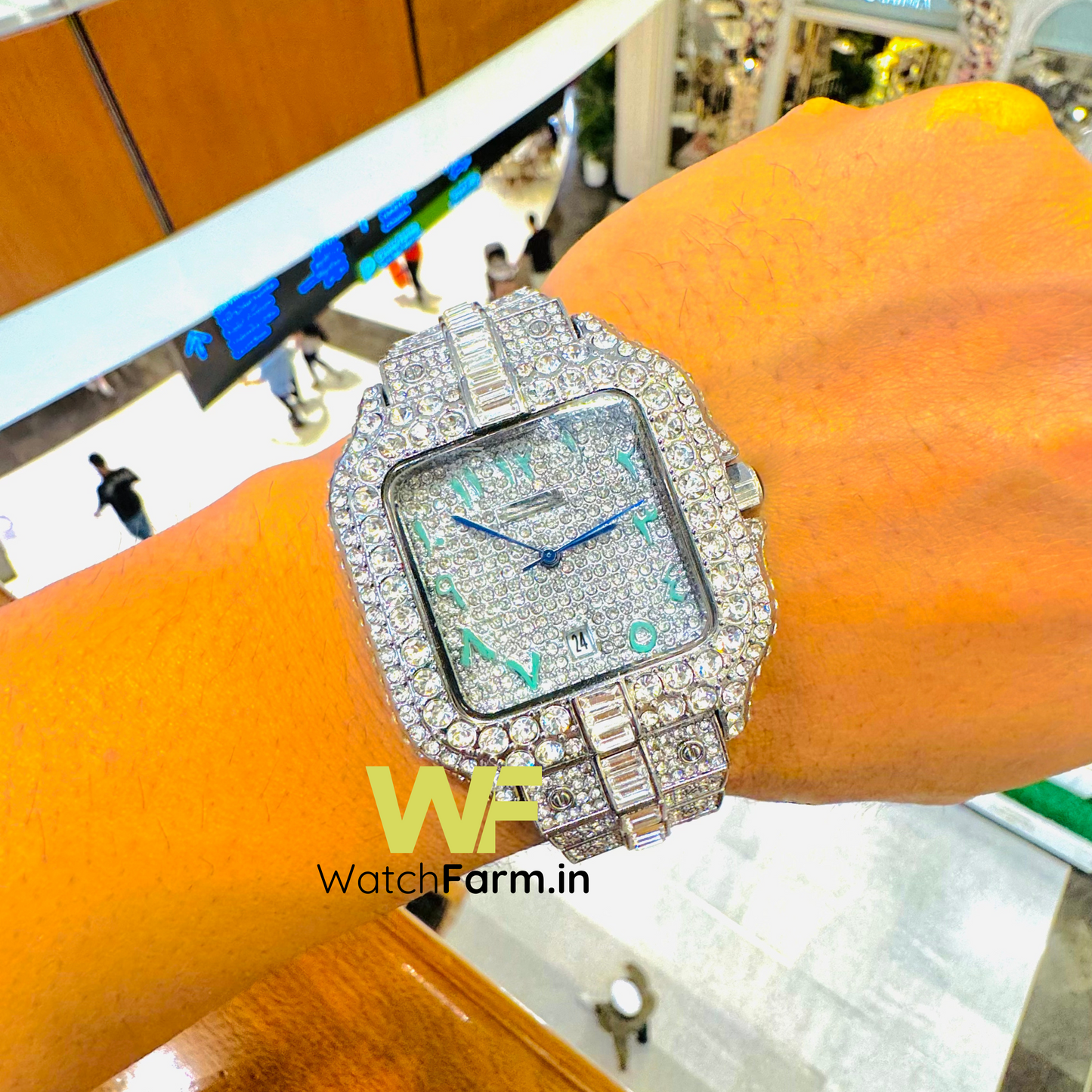 Watch Farm Hand Crafted Ultra Luxury Silver Diamond Watch DUBAI IMPORTED)